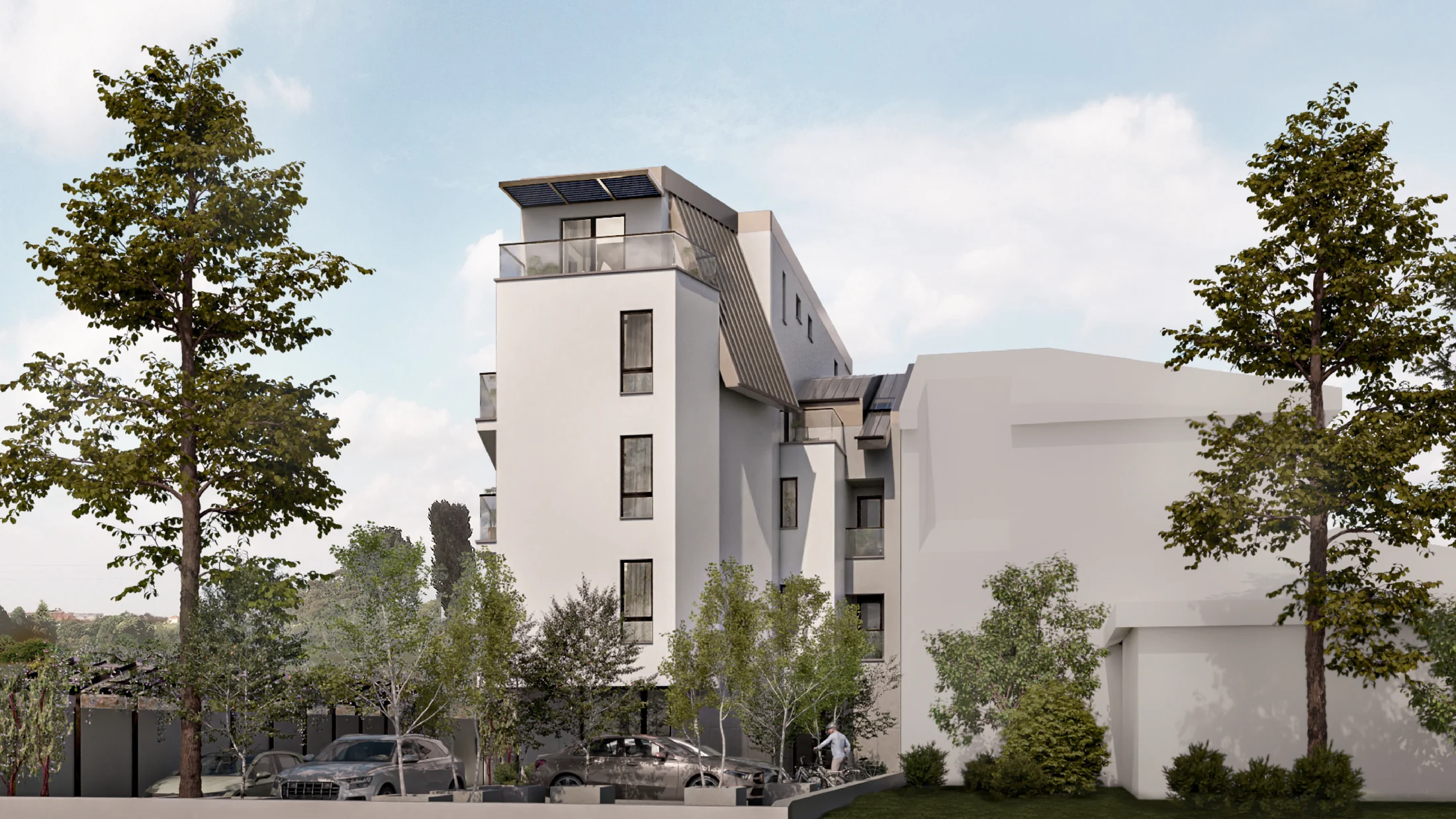 Странична фасада и двор на Malina Residence